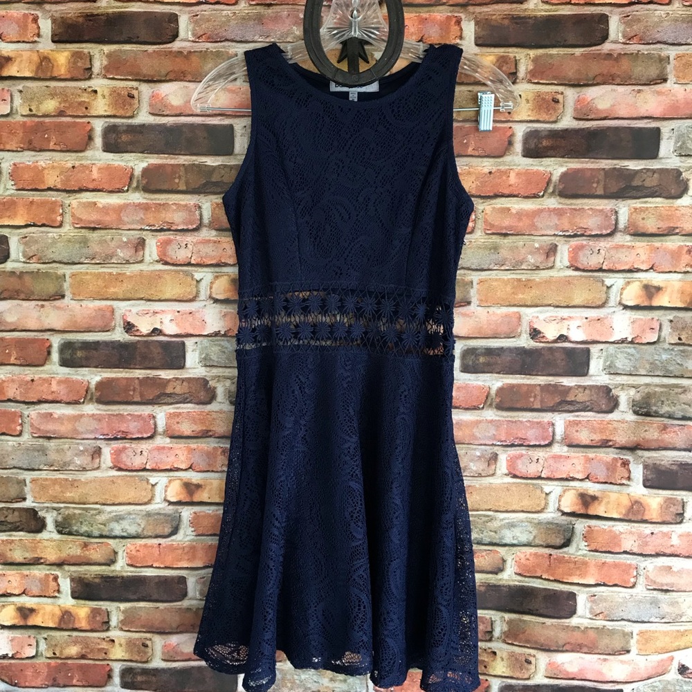 Dark Blue Embroidery Lace Dress